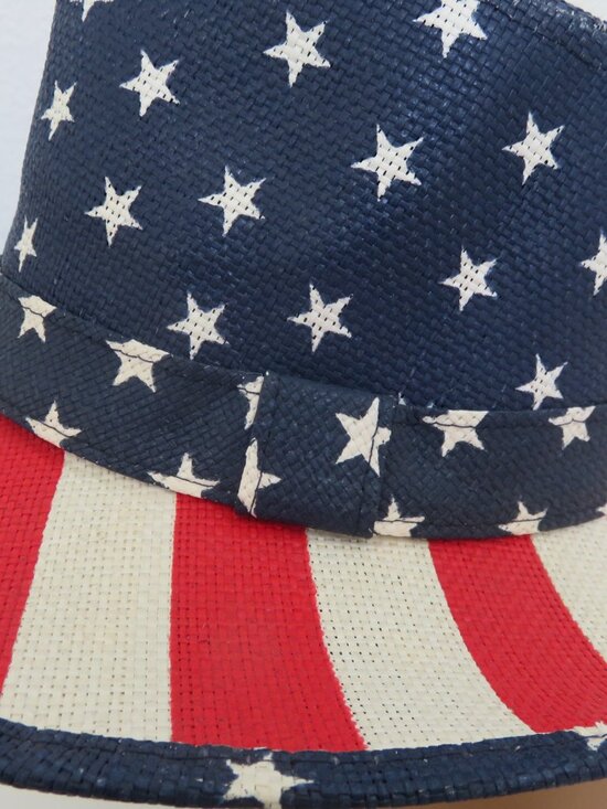 American Flag USA Cowboy Hat Red White Blue Straw Unisex Cowboy Western